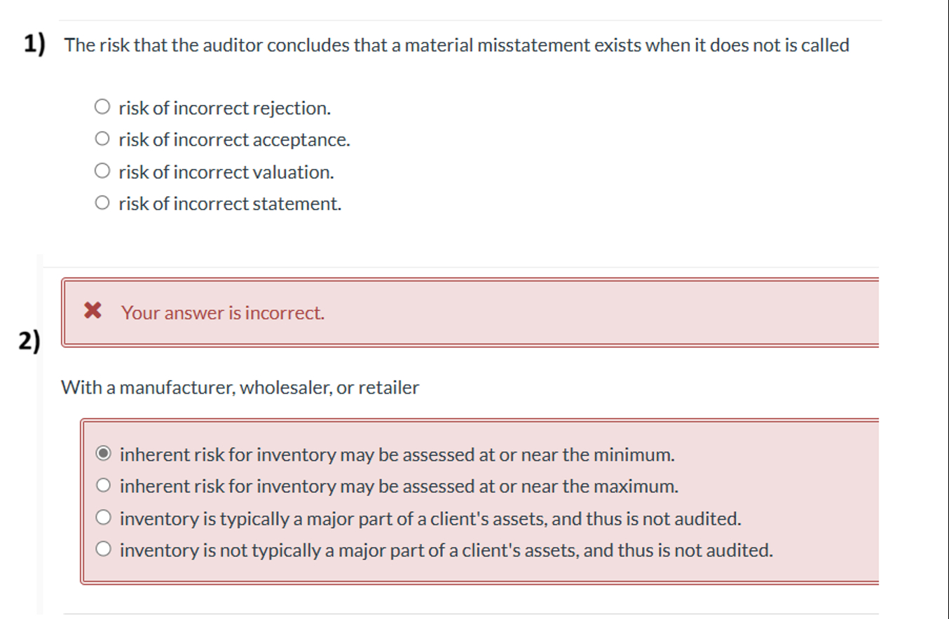  The risk that the auditor concludes that a material misstatement exists