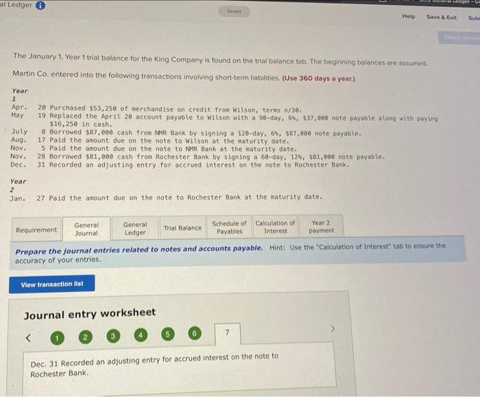 al Ledger LE Saved Help Save & Exit Sub The January