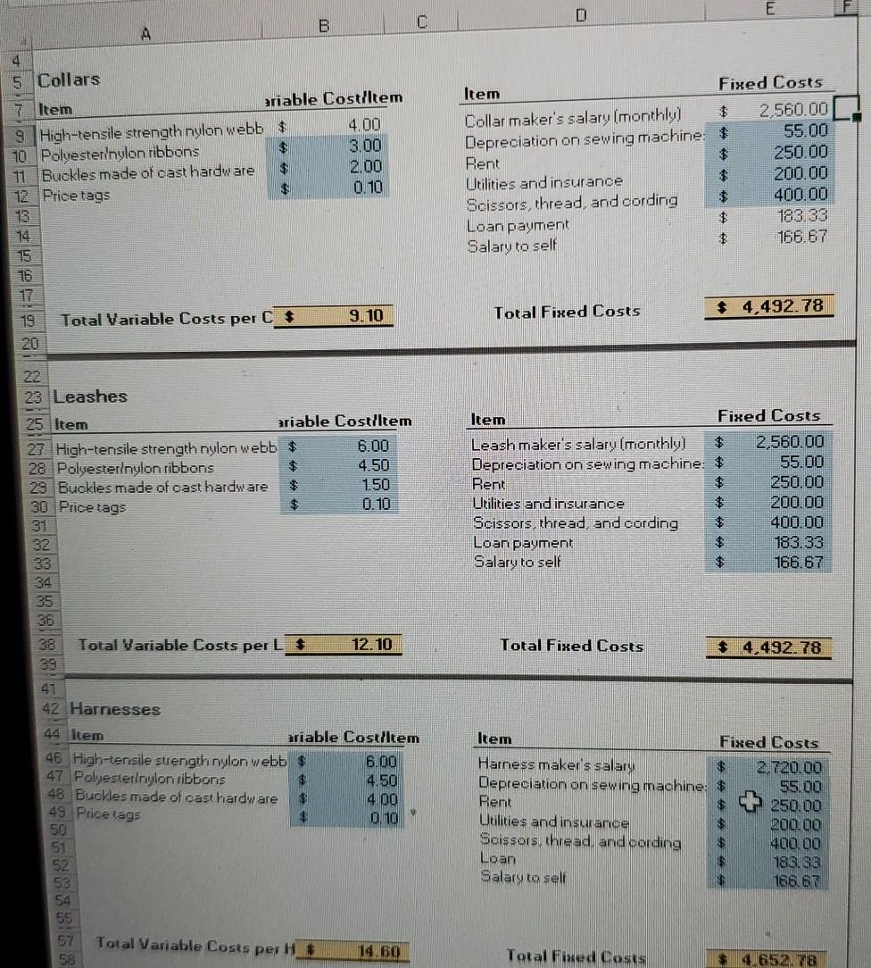 pet collars, leashes, and harnesses. You have found a workshop space you