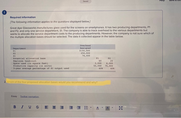 information applies to the questions displayed below.) Great Ape Glassworks manufactures glass