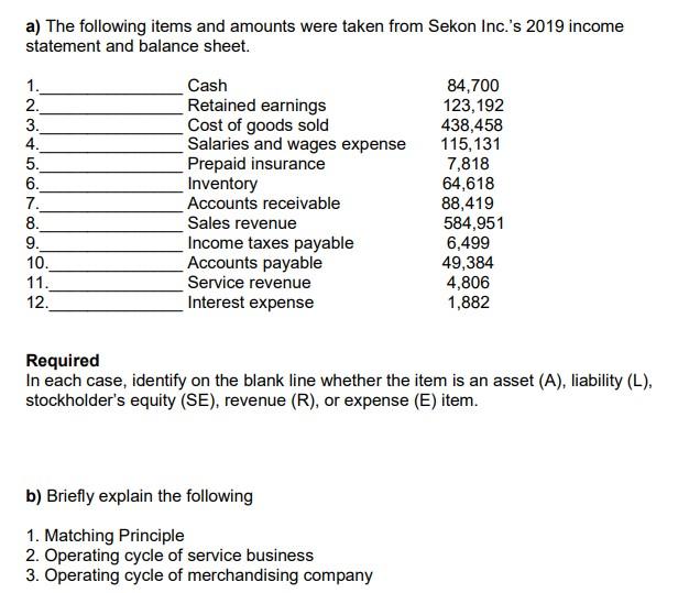 ANswer a only a) The following items and amounts were taken