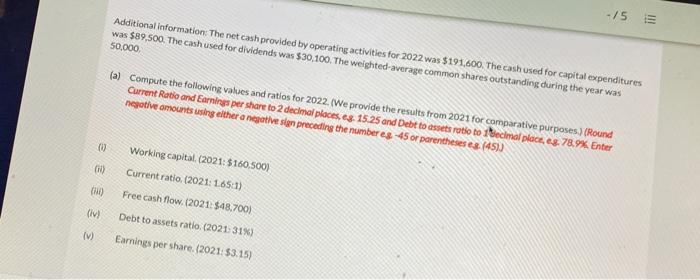 what is the free cash flow ? -/5 in Additional information: The