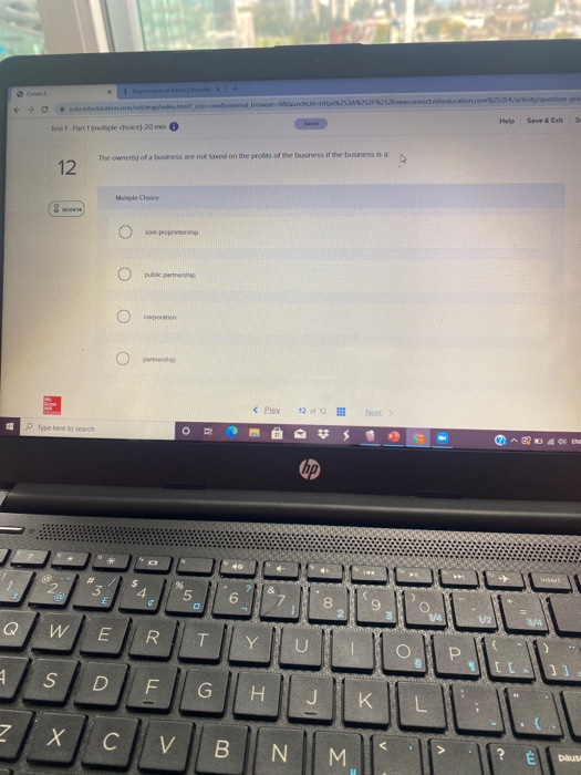  Save & Est Test Partple choice 20 min 0 The owner