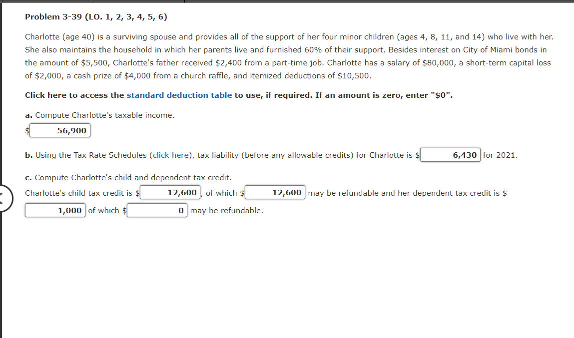  Problem 3-39 (LO. 1, 2, 3, 4, 5, 6) Charlotte (age