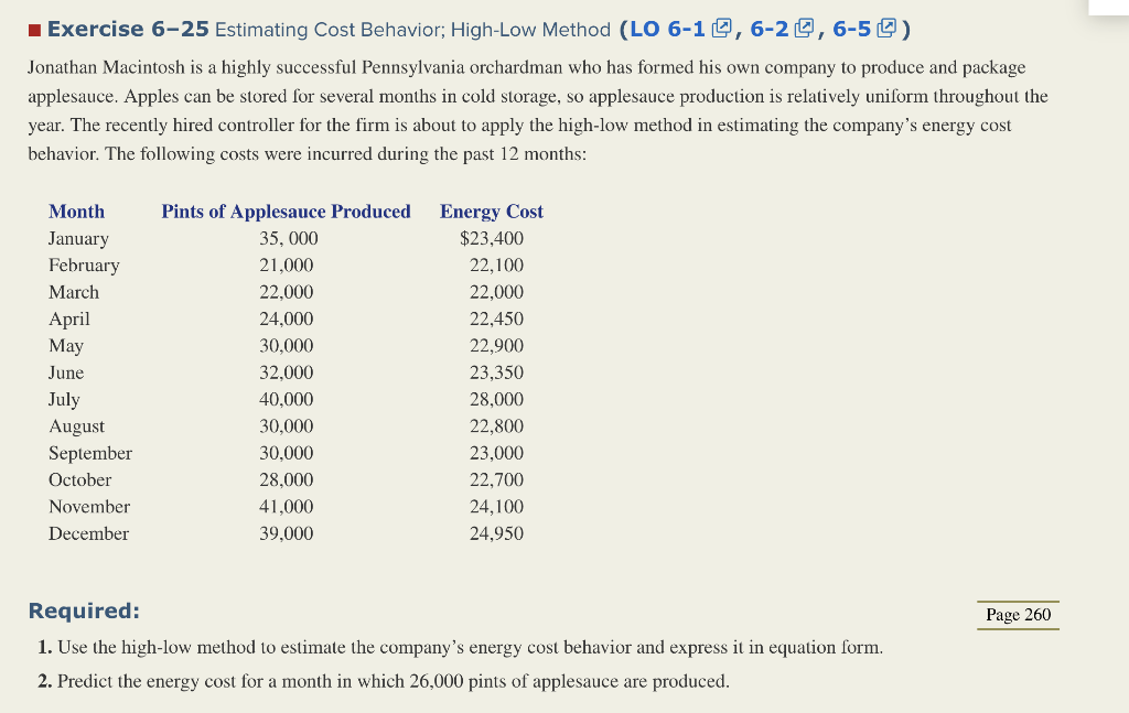 6-5) Refer to the data in the preceding exercise. Required: 1. Draw