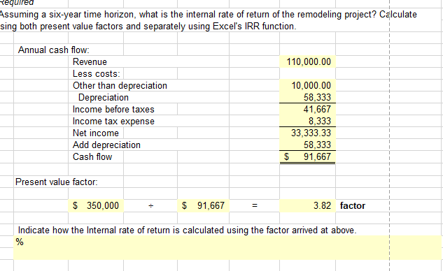  Indicate how the internal rate of return is calculated using the
