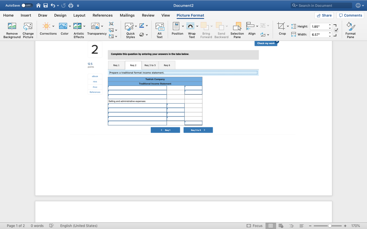 Insert Draw Design Layout References Mailings Review View Picture Format Share Comments