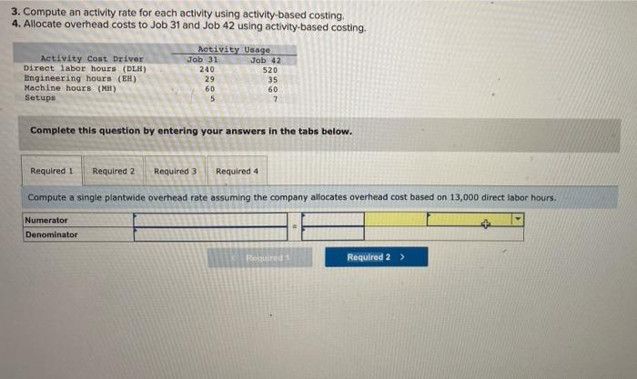  3. Compute an activity rate for each activity using activity-based costing.