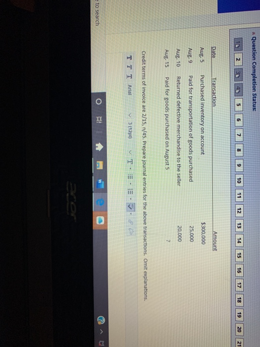  * Question Completion Status: 15 2 3 4 5 6 7