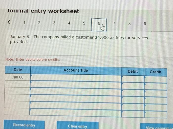 received $18,100 cash as fees for services provided to a customer. Jan.