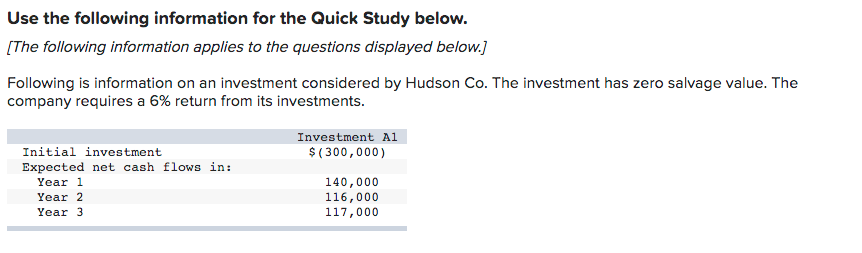 Use the following information for the Quick Study below. [The following