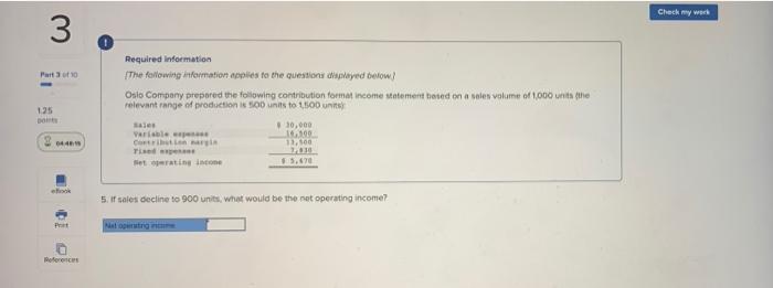 2 Part 10 1.25 Required information The following information is to the
