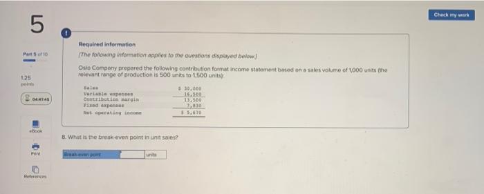 based on a sales volume of 1,000 units the relevant range of