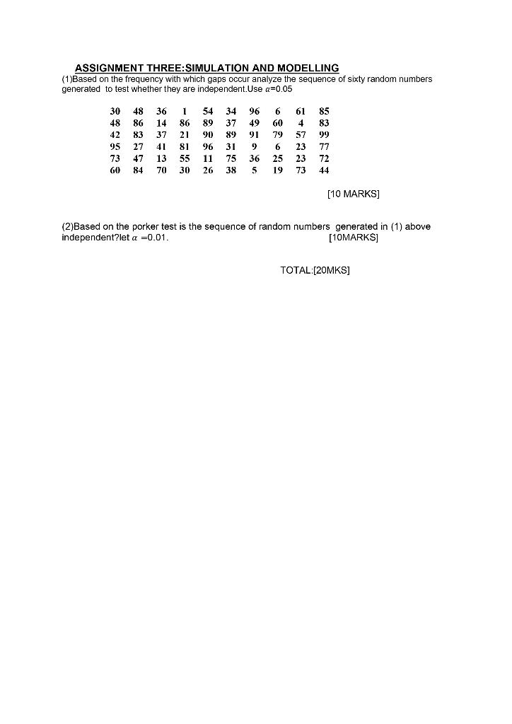 ASSIGNMENT THREE:SIMULATION AND MODELLING (1)Based on the frequency with which gaps