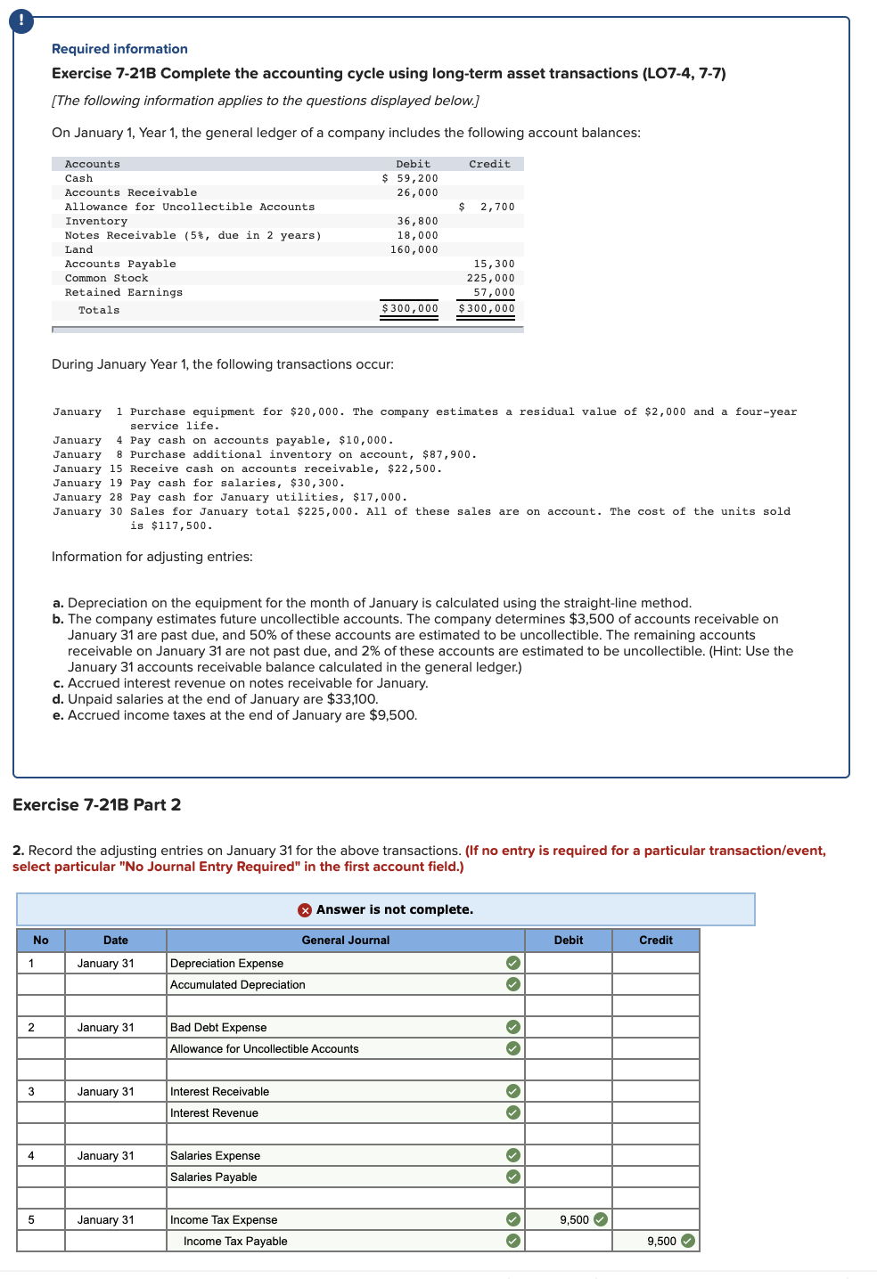 Exercise 7-21B Complete the accounting cycle using long-term asset transactions (LO7-4, 7-7)
