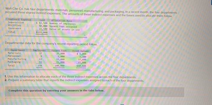  i need help please its all one question Woh Che Co.