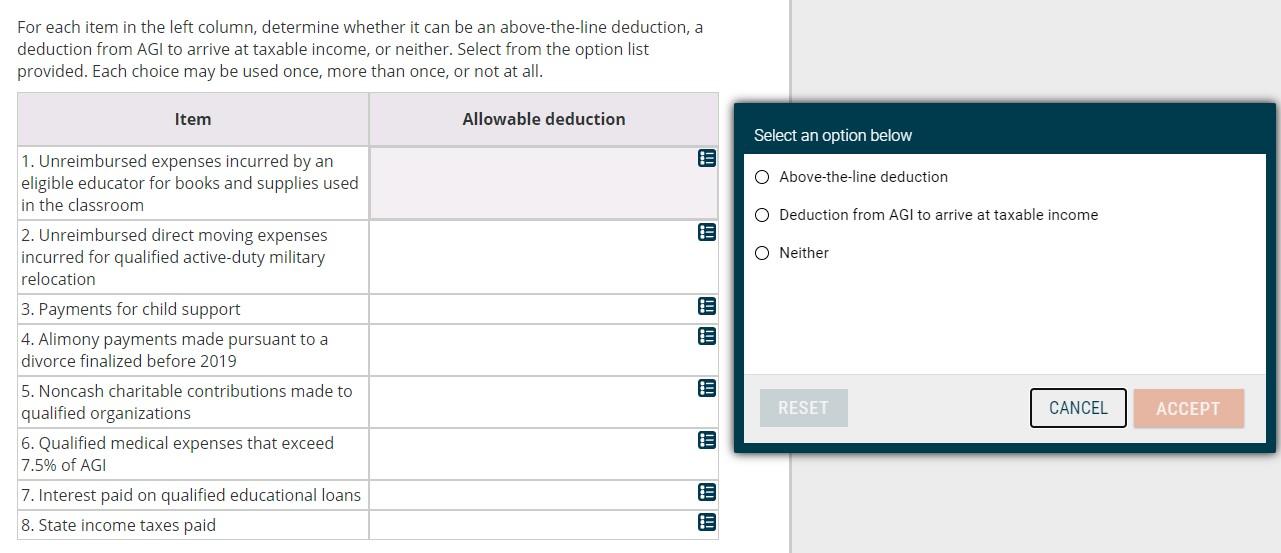  For each item in the left column, determine whether it can