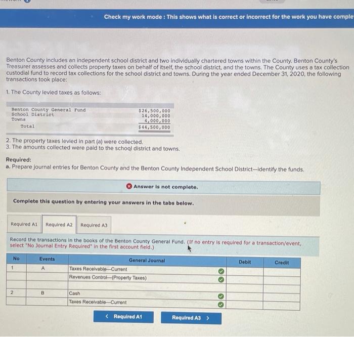 towns within the County, Benton County's Treasurer assesses and collects property taxes