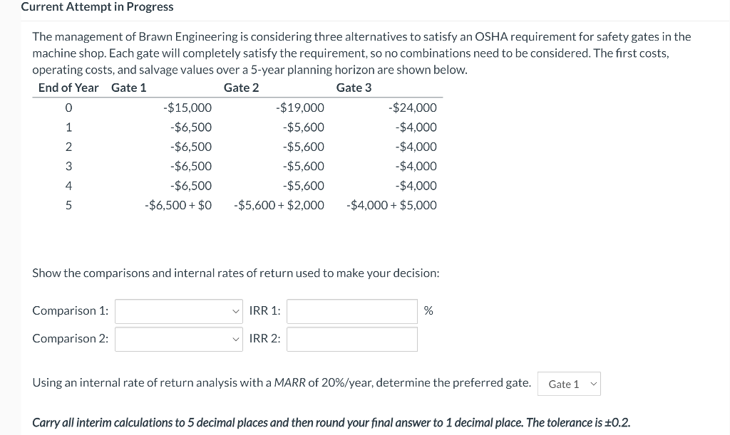 Current Attempt in Progress The management of Brawn Engineering is considering