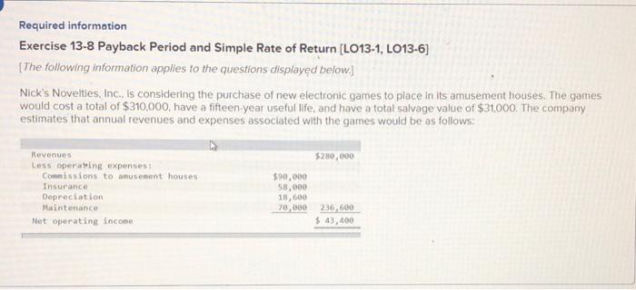 Nick's Novelties, Inc., is considering the purchase of new electronic games to