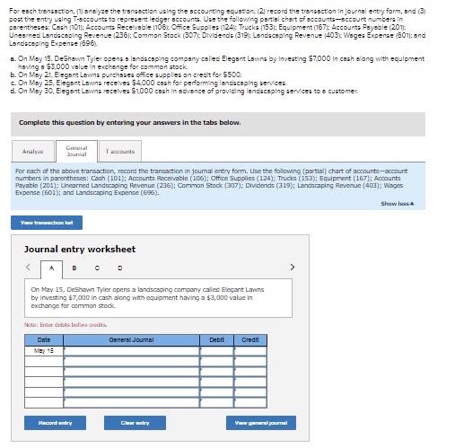question thank you For each transaction (1) analyze the transaction using the