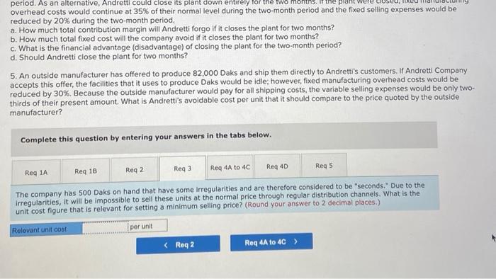 sells 82,000 Daks each year at a selling price of $58 per