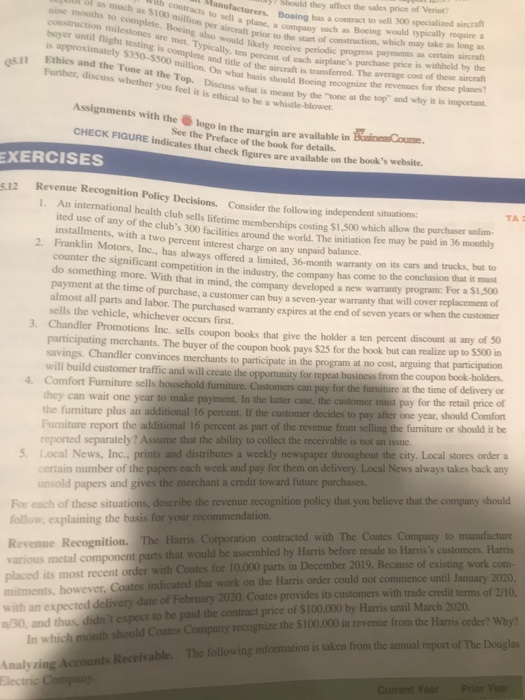 Answer question E 5.12, the one with the following independent situations: this
