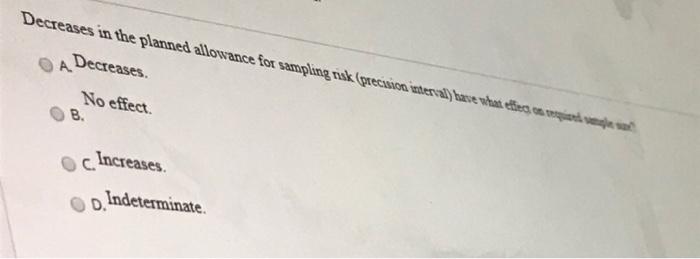  Decreases in the planned allowance for sampling risk (precision interval) have