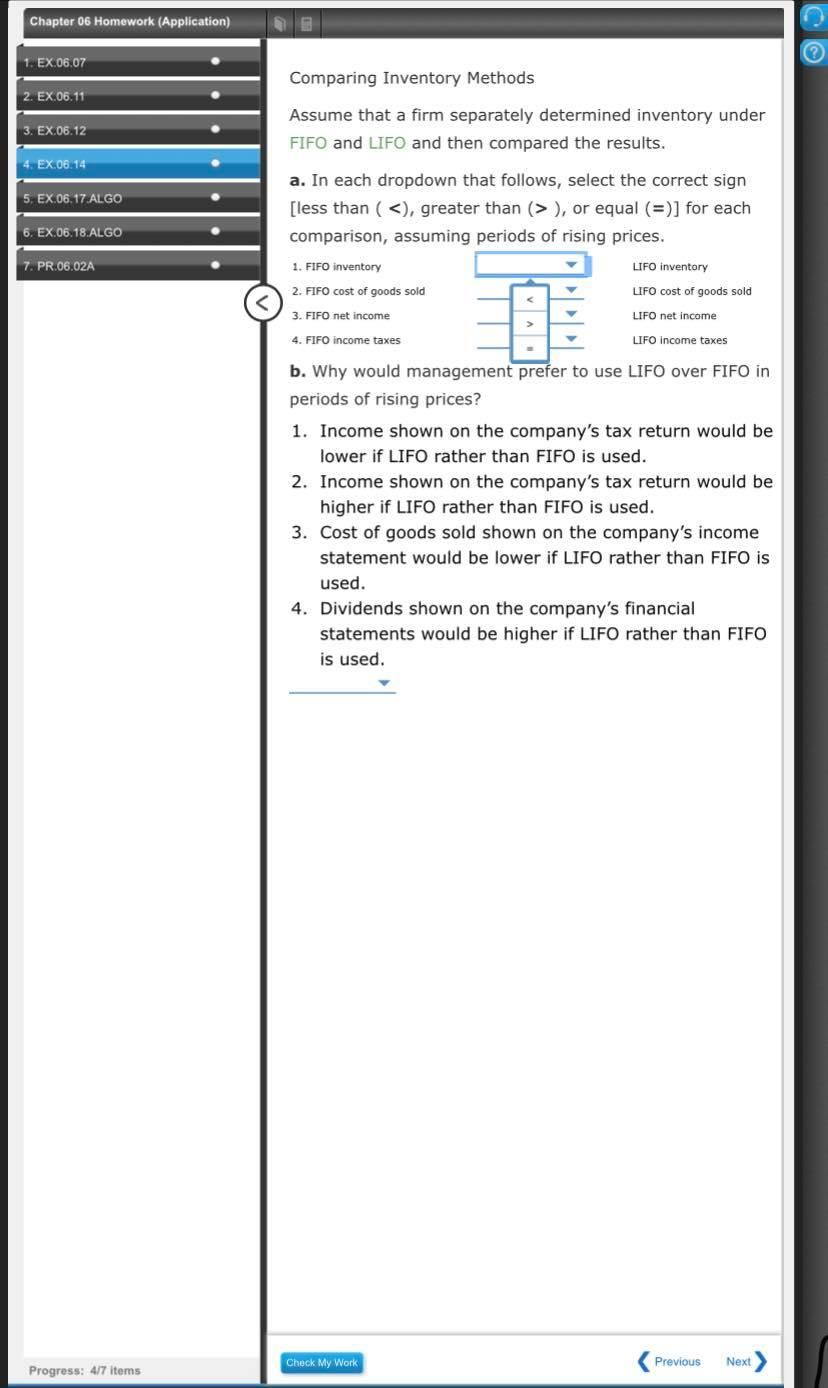 ? 1. EX.06.07 FIFO and LIFO Costs Under Perpetual Inventory System 2.