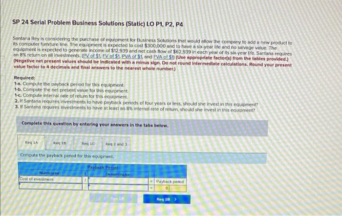  SP 24 Serial Problem Business Solutions (Static) LO P1, P2, P4