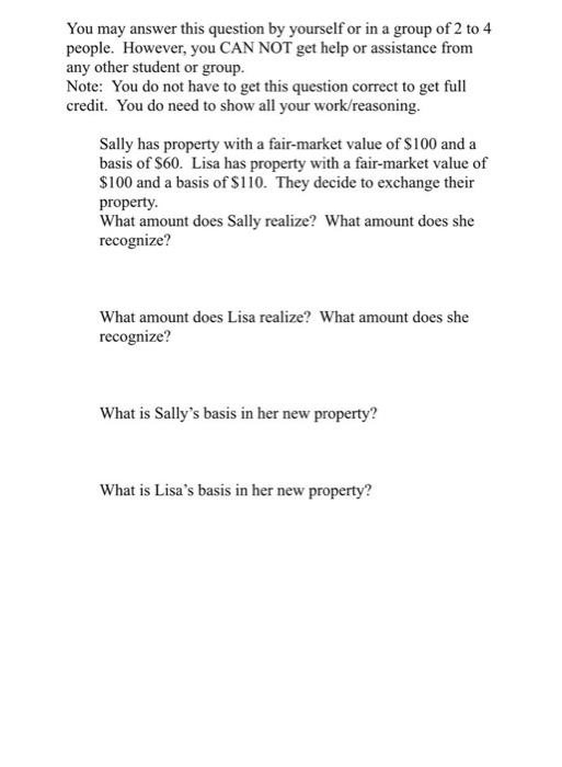  You may answer this question by yourself or in a group