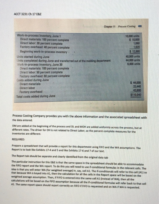  Prepare a spreadsheet that will provide a report for this department