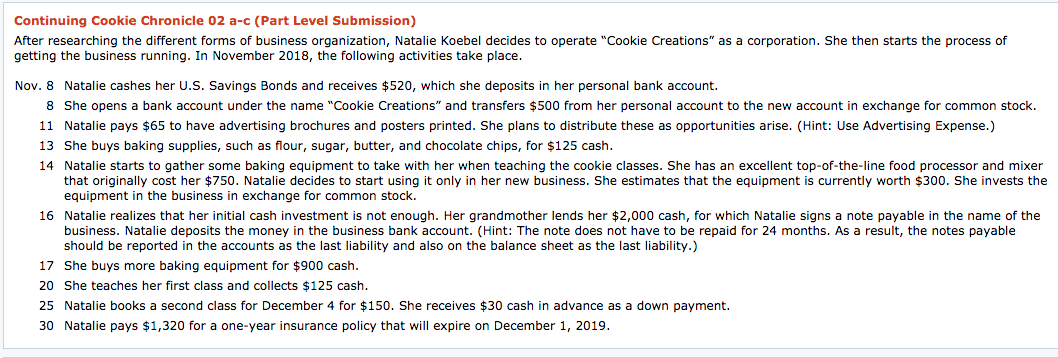 Continuing Cookie Chronicle 02 a-c (Part Level Submission) After researching the