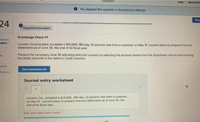  Help Save & Exh You skipped this question in the previous