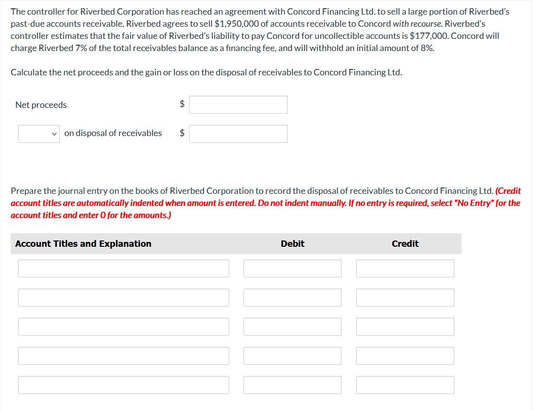 The controller for Riverbed Corporation has reached an agreement with Concord Financing