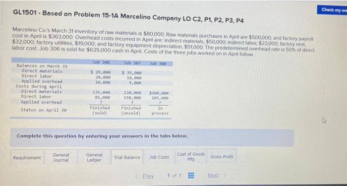  GL1501 - Based on Problem 15-1A Marcelino Company LO C2, P1,