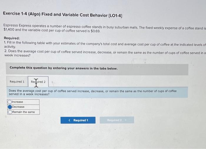 operates a number of espresso coffee stands in busy suburban malis. The