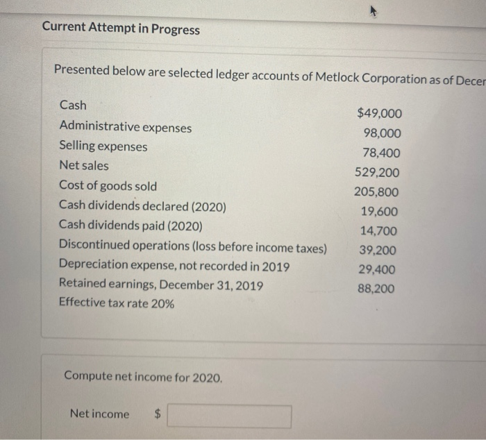  Current Attempt in Progress Presented below are selected ledger accounts of