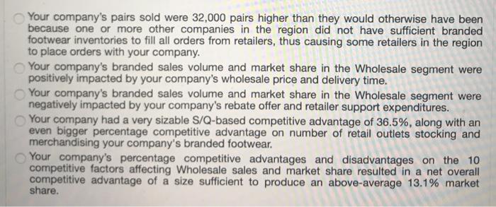 the CIR: Your Industry Your Company WHOLESALE SEGMENT Company Average vs. Ind.