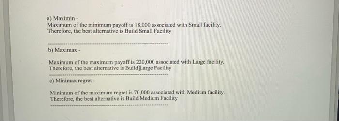 0.25, 0.40, and 0.35, respectively. A small facility is expected to earn
