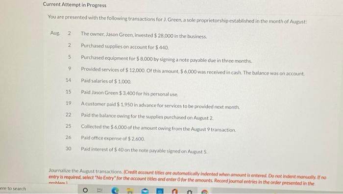  Current Attempt in Progress You are presented with the following transactions