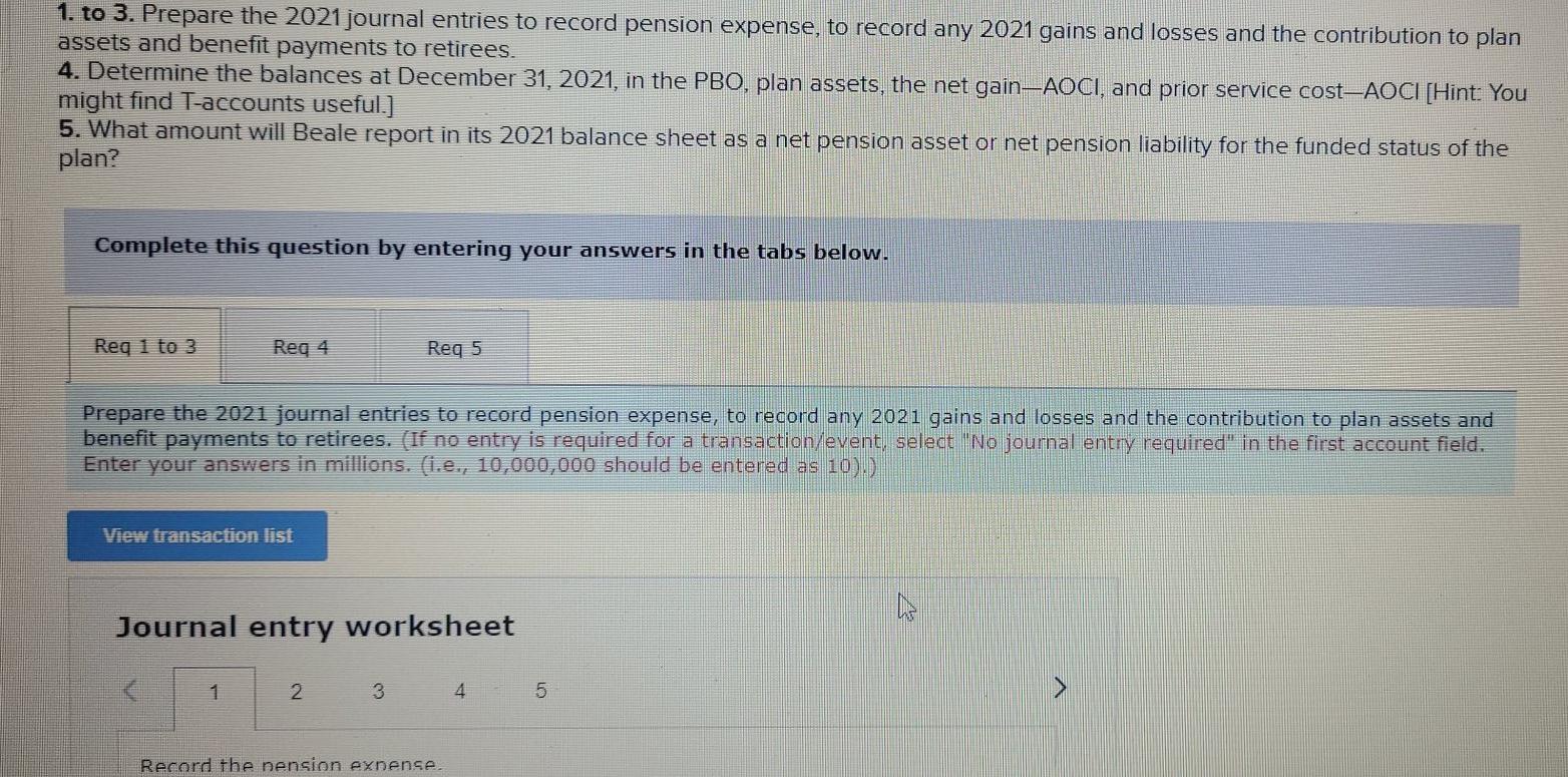 pension plan. On December 31, 2021 (the end of Beale's fiscal year),