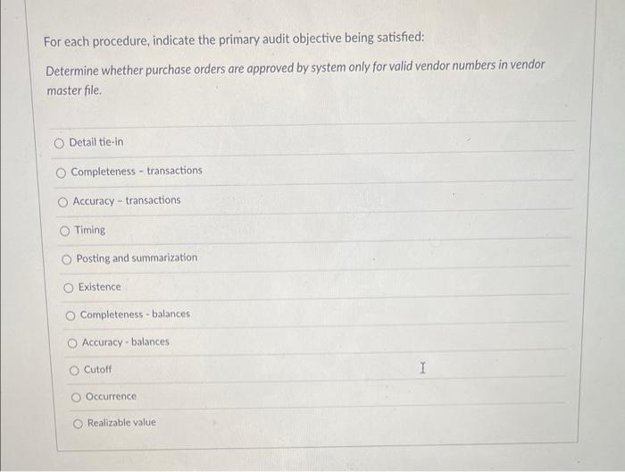 transactions Accuracy - transactions Timing Posting and summarization Existence Completeness - balances