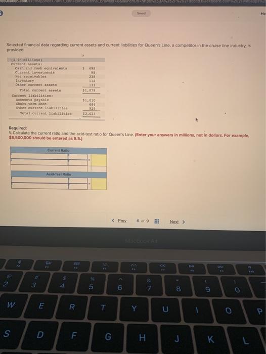  rowe WP He Selected financial data regarding current assets and current