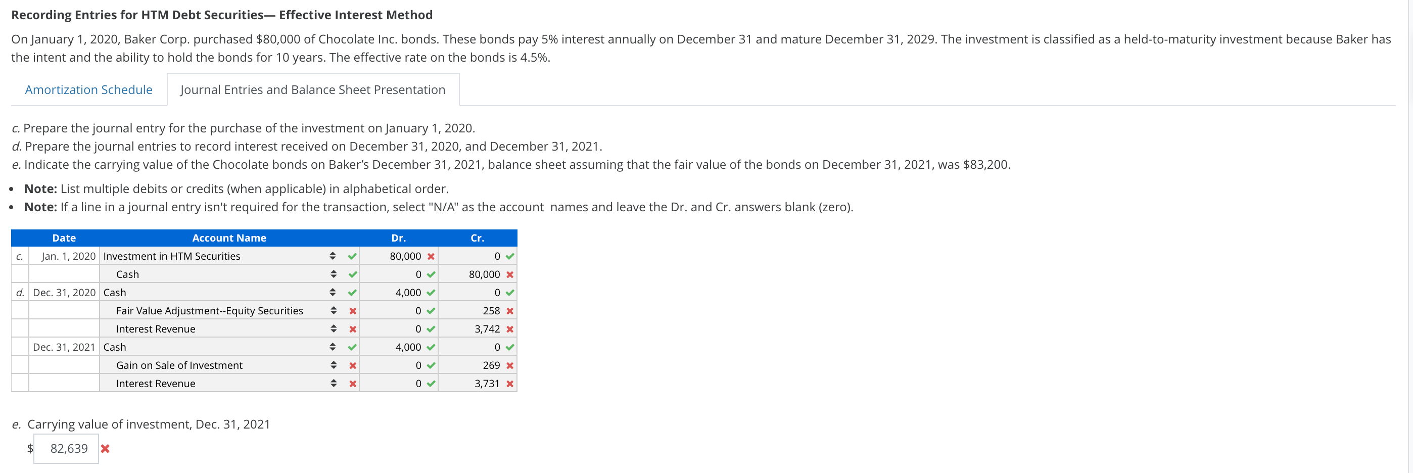 Recording Entries for HTM Debt Securities Effective Interest Method On January