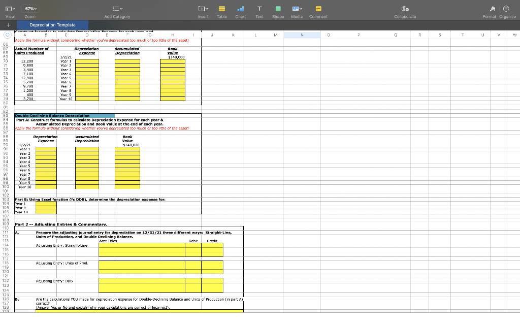 Media Comment Collaborate Format Organize + Depreciation Template N 0 R s