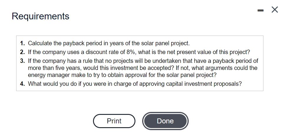 value factor table.) Griffin Industries is evaluating whether to invest in solar