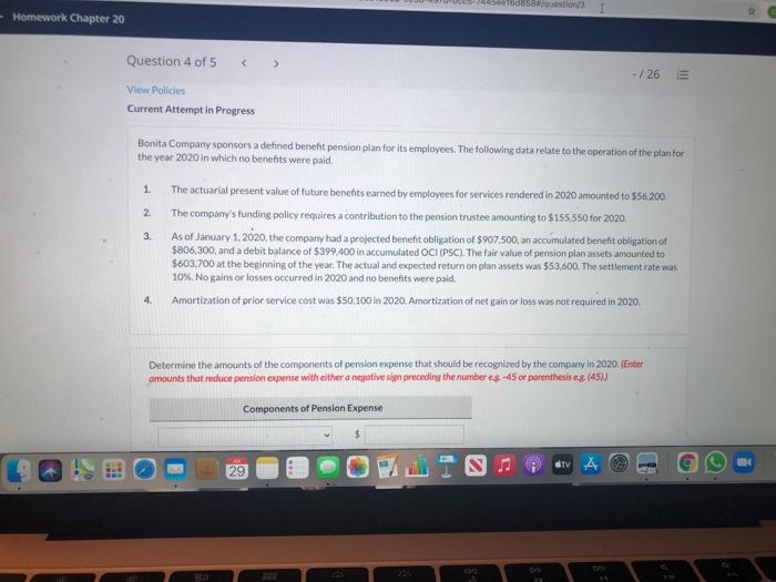 aquestions - Homework Chapter 20 Question 4 of 5 - /