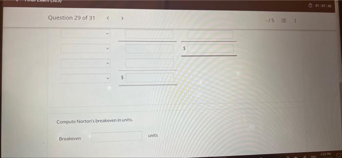 video game consoles $ Unit variable costs Total fixed costs Units sold