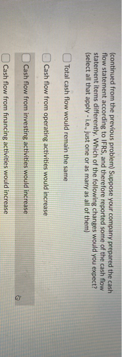 you Your company prepares the cash flow statement according to US GAAP.